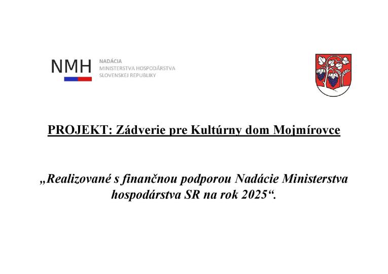 Zádverie pre Kultúrny dom Mojmírovce - plagát