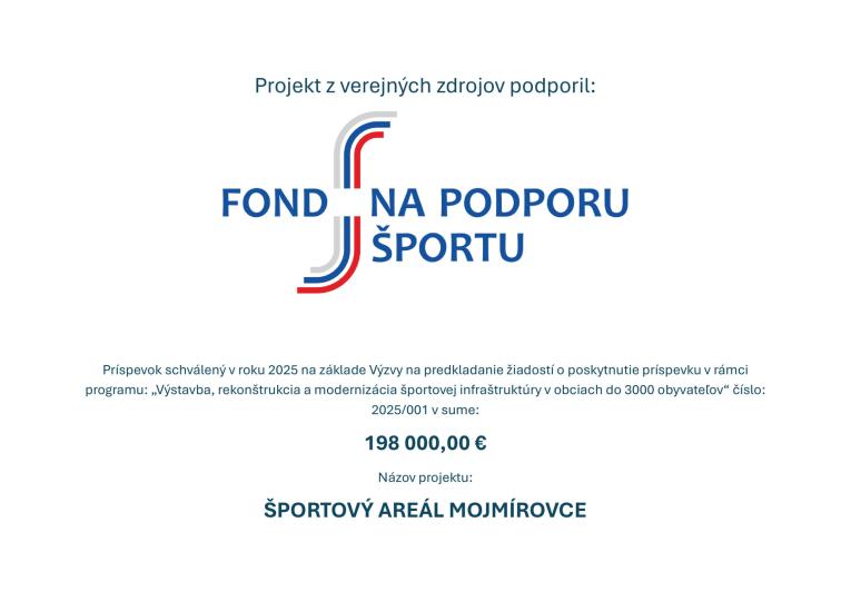 Športový areál Mojmírovce - plagát