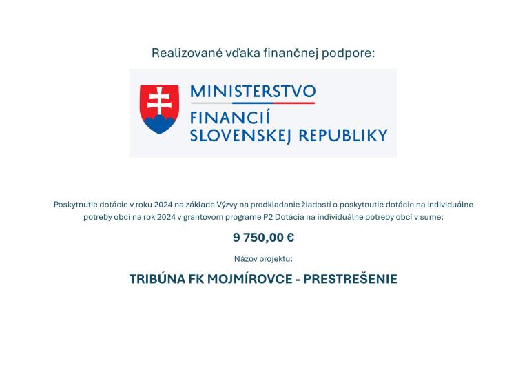 Tribuna FK Mojmírovce - prestrešenie - plagát