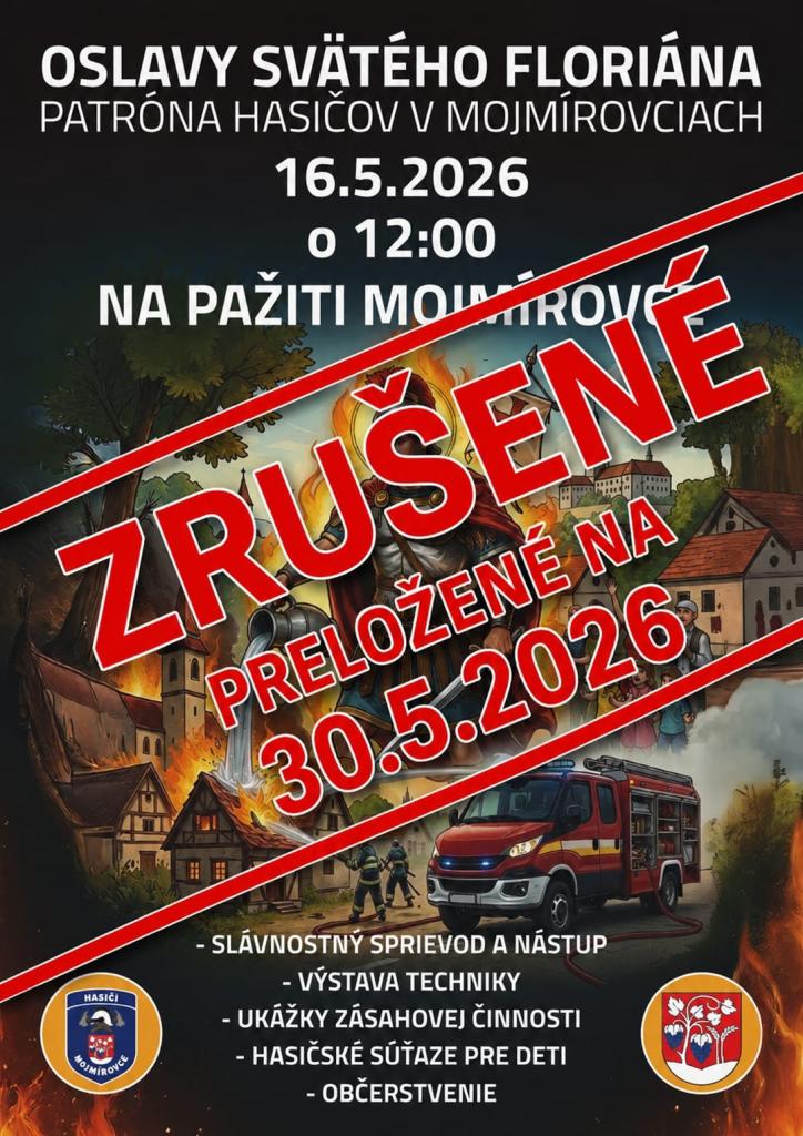 Oslavy svätého Floriána Mojmírovce - plagát