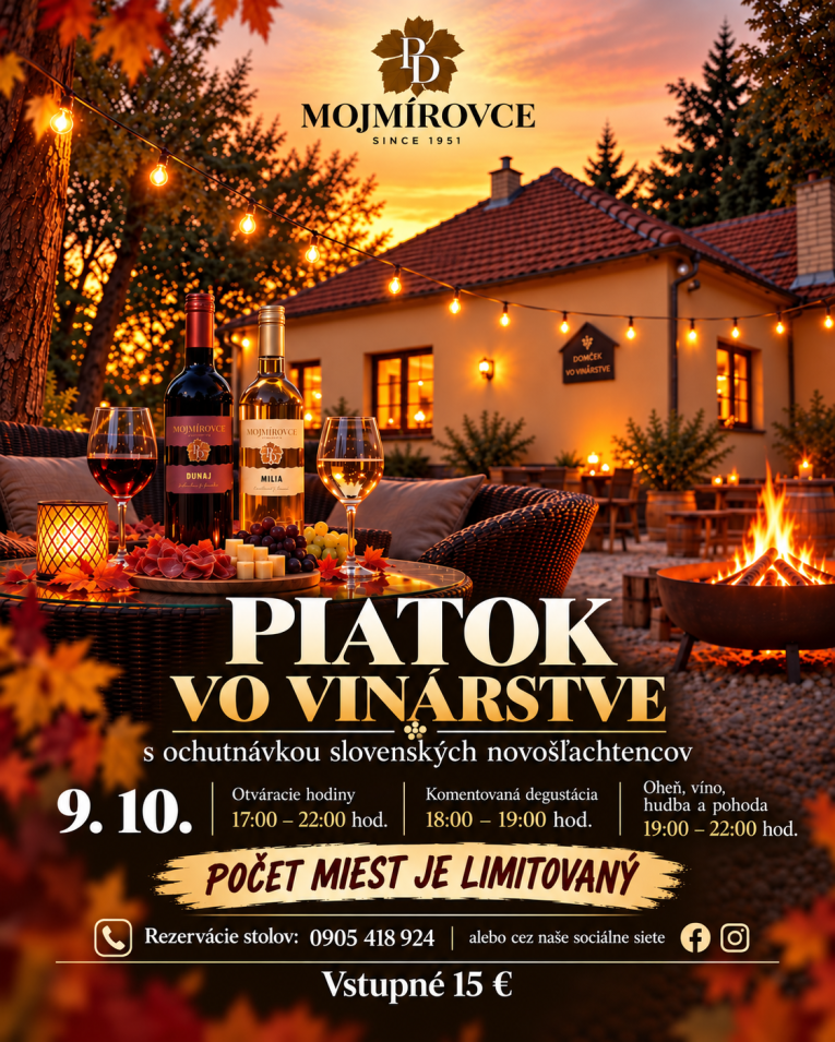 Piatok vo vinárstve PD Mojmírovce 2026&nbsp;plagát